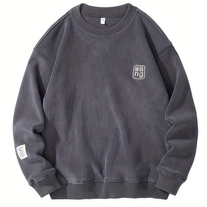 Casual Sweater Med Rund Hals Og Broderede Bogstaver Til Mænd