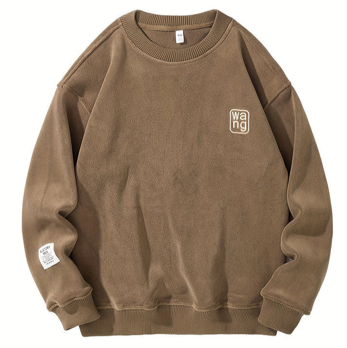 Casual Sweater Med Rund Hals Og Broderede Bogstaver Til Mænd