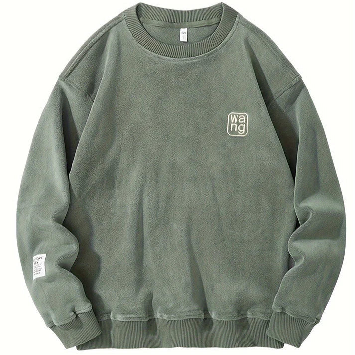 Casual Sweater Med Rund Hals Og Broderede Bogstaver Til Mænd