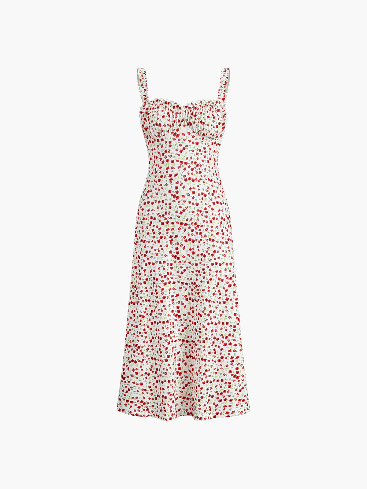 Boheme Kjole til Kvinder Chloe – Midi Feriekjole med Blomsterprint & Cami-stropper