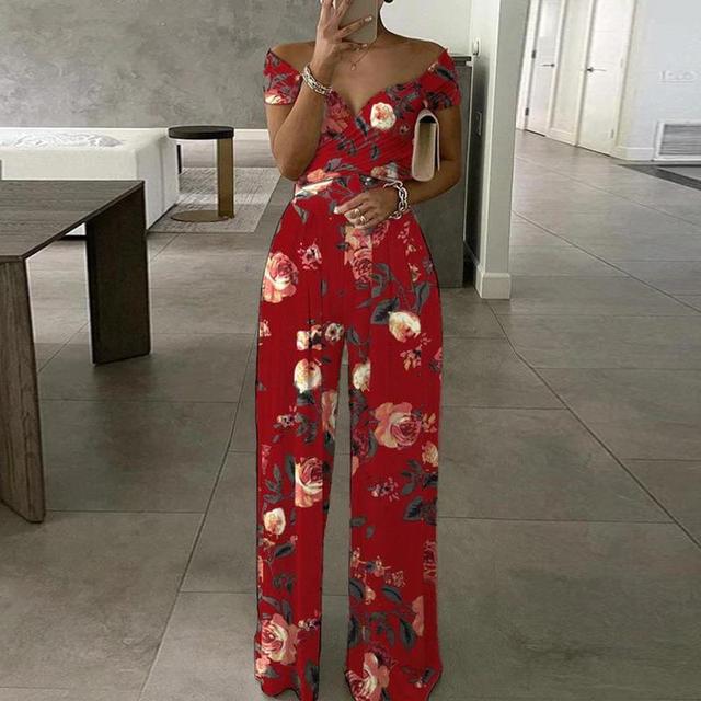 Leah Buksedragt til Kvinder – Elegant Off-Shoulder Design med Vide Ben & Taljebælte