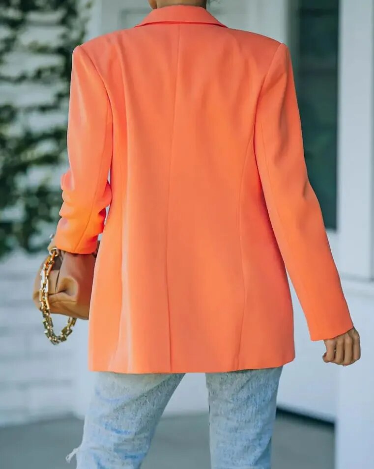 Raine Blazer til Kvinder – Oversized Pasform, Enkelt Lukning, Reverskrave – Elegant Jakkesætstil til Kontor og Aftenbrug