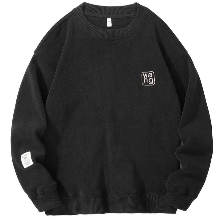Casual Sweater Med Rund Hals Og Broderede Bogstaver Til Mænd