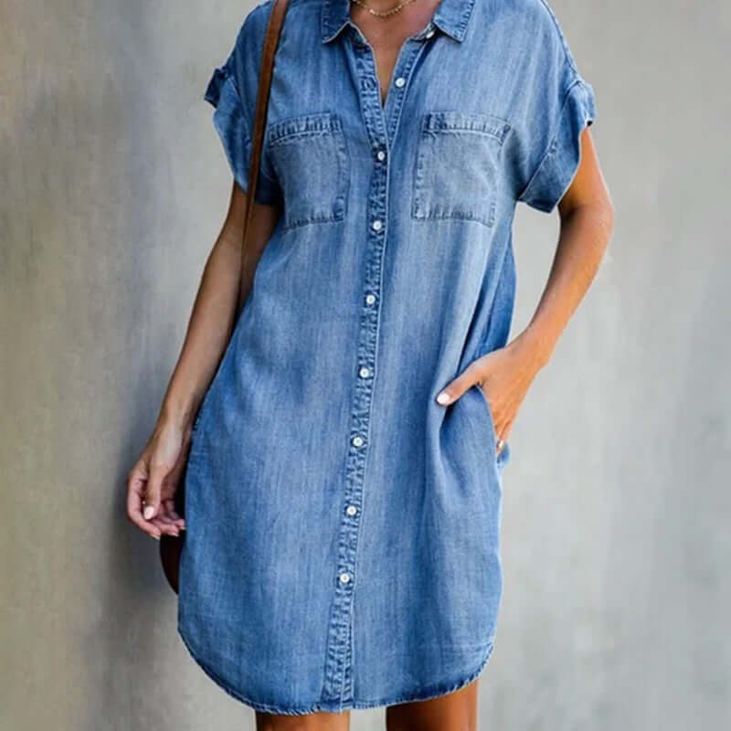 Valérie Denimkjole til Kvinder – Elegant Jeanskjole med Flatterende Pasform & Daglig Komfort