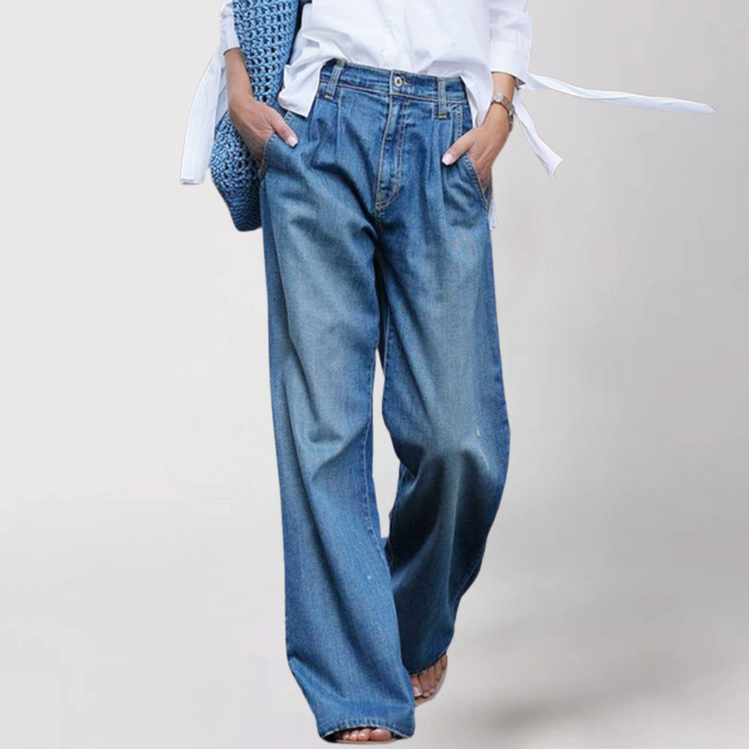 Clara Damejeans – Elegante Brede Bukser i Kvalitetsdenim med Komfortabelt Snit