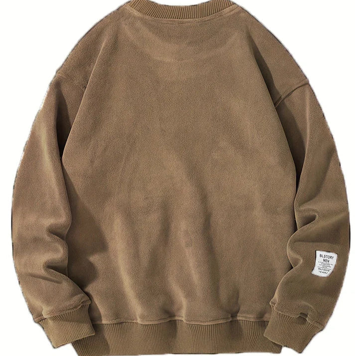 Casual Sweater Med Rund Hals Og Broderede Bogstaver Til Mænd