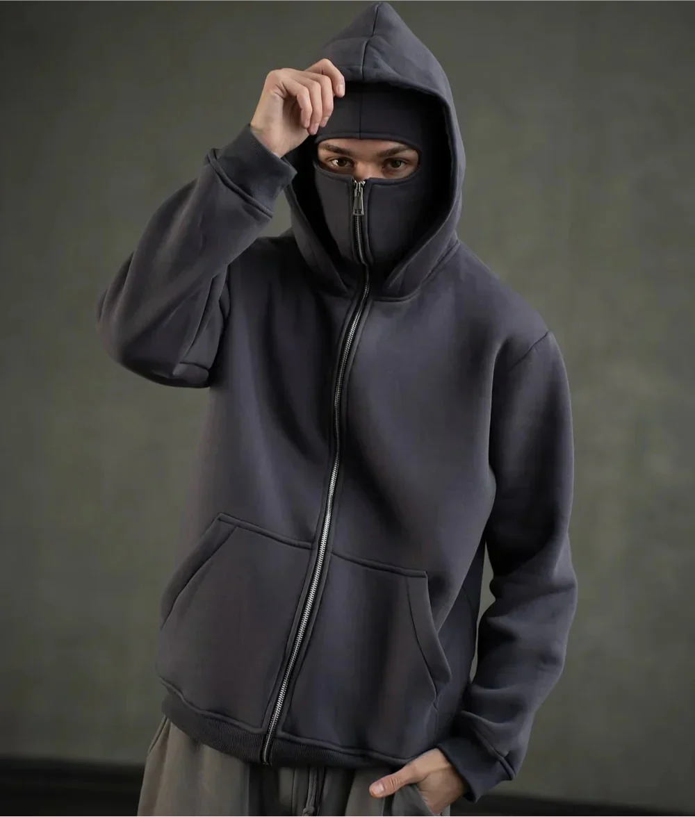 Max Herre Balaclava Hoodie – Hættetrøje med Lynlås, Ansigtsbeskyttelse og Urban Stil