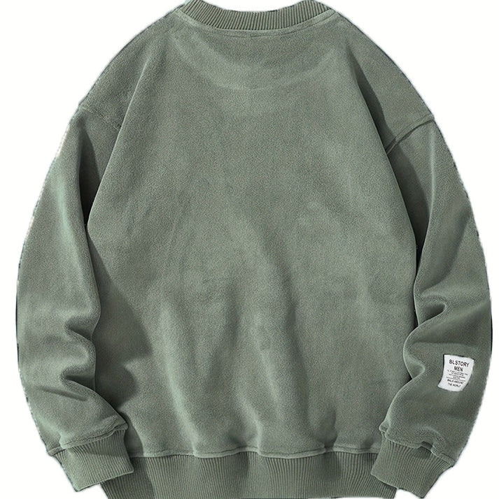 Casual Sweater Med Rund Hals Og Broderede Bogstaver Til Mænd