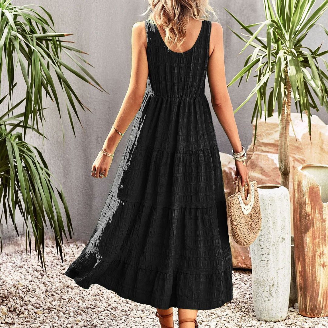 Isla Boheme Sommerkjole til Kvinder – Lang Løs Kjole med Håndlavede Detaljer & Feminint Look