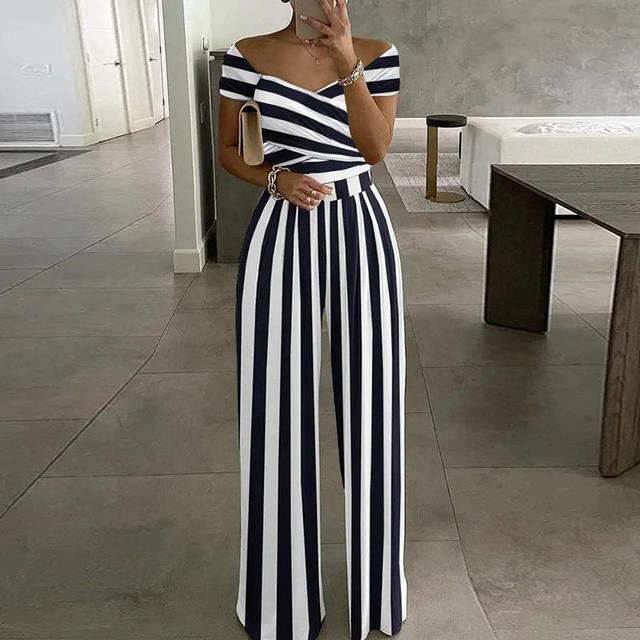 Leah Buksedragt til Kvinder – Elegant Off-Shoulder Design med Vide Ben & Taljebælte