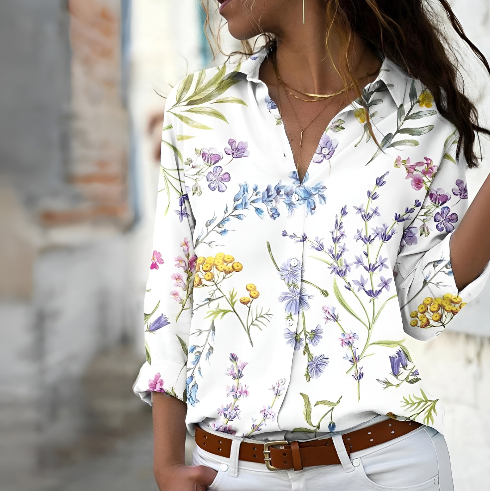 Norina Damebluse – Let Bluse med Trendy Print, Løs Pasform & Blød Kvalitet
