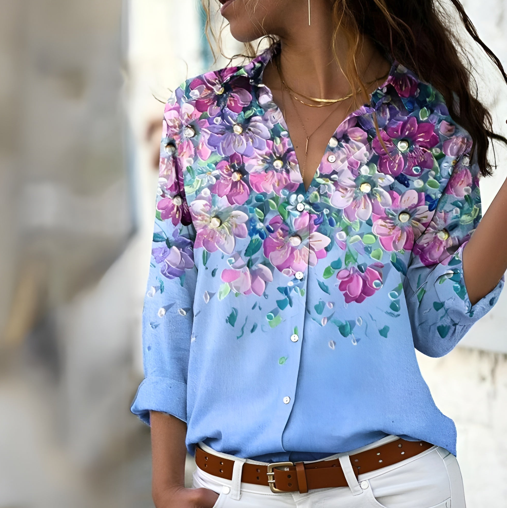 Norina Damebluse – Let Bluse med Trendy Print, Løs Pasform & Blød Kvalitet