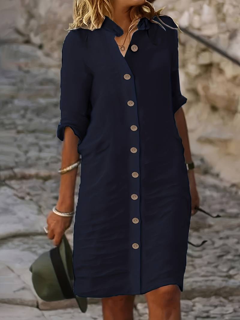 Isabella Midikjole til Kvinder – Elegant og Afslappet Kjole med Simpelt Design & Behagelig Pasform