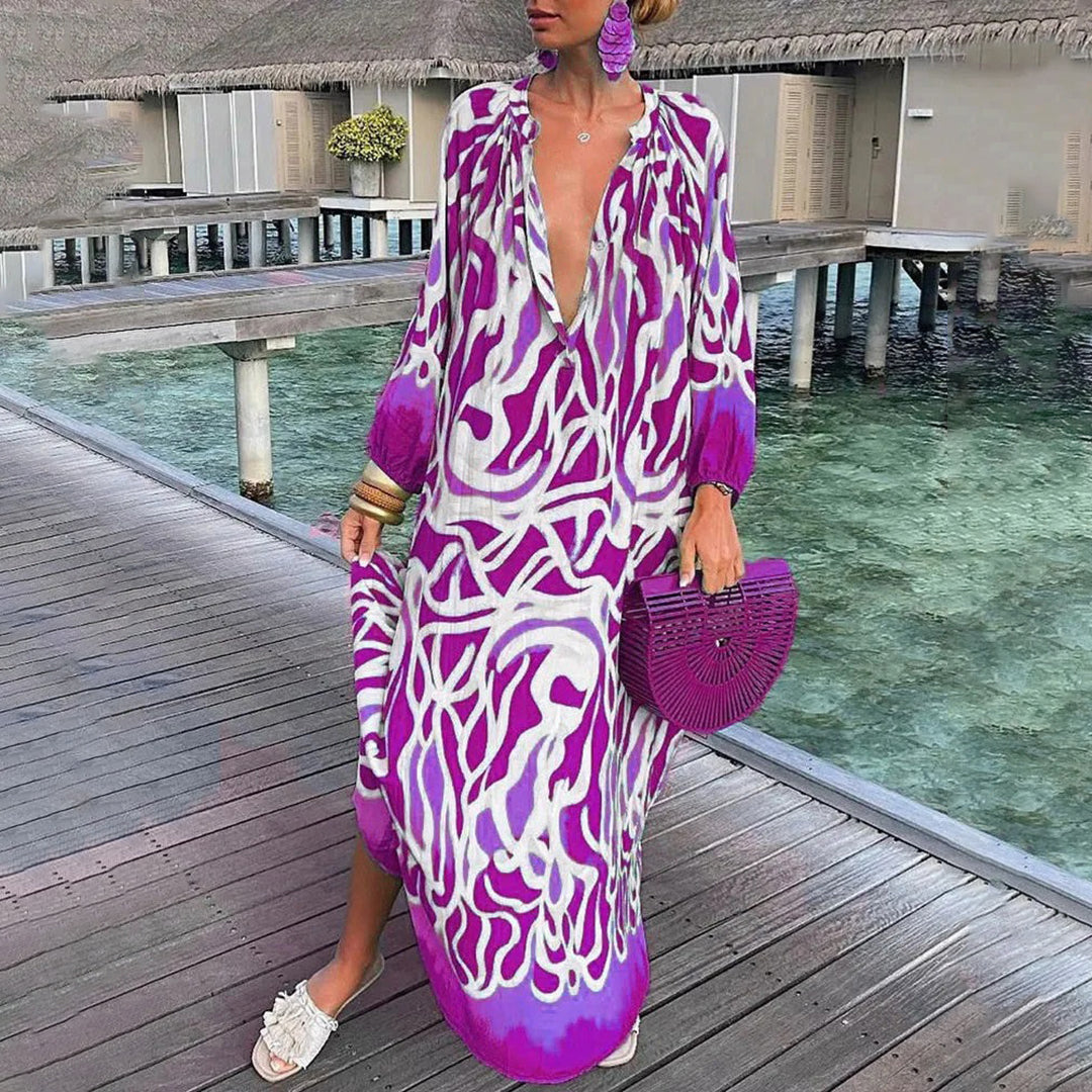 Amelia Boheme Kjole til Kvinder – Sommerkjole i Bomuldsblanding med Flatterende Pasform & Chic Stil