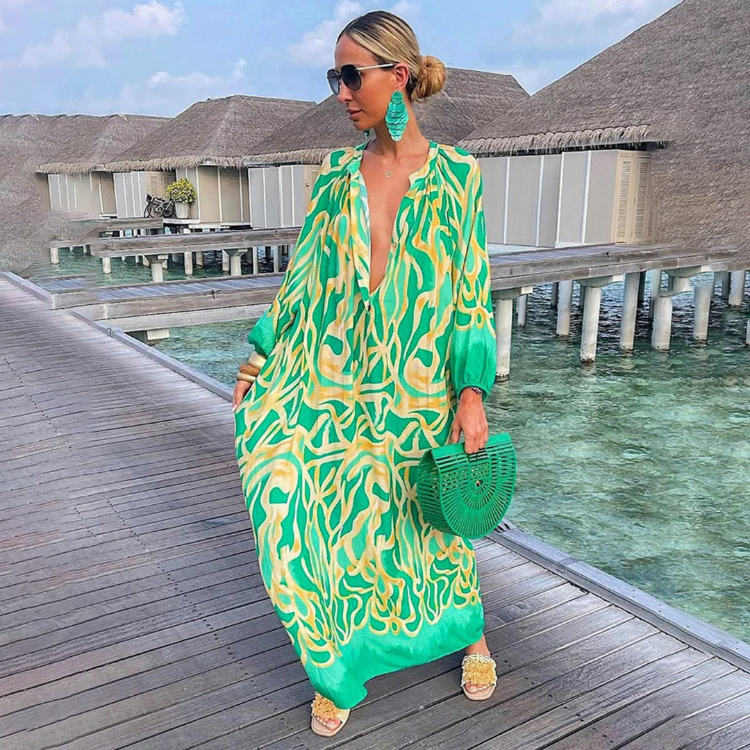 Amelia Boheme Kjole til Kvinder – Sommerkjole i Bomuldsblanding med Flatterende Pasform & Chic Stil