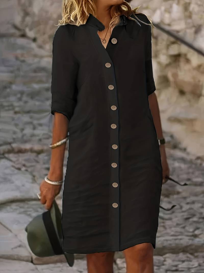 Isabella Midikjole til Kvinder – Elegant og Afslappet Kjole med Simpelt Design & Behagelig Pasform